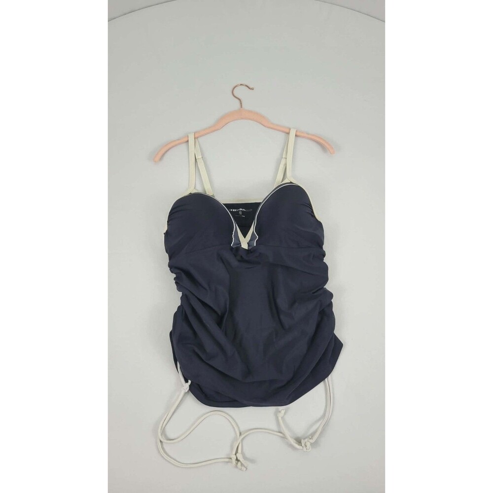FREE COUNTRY XL Tankini (16) Bathing Suit Navy Blue and White